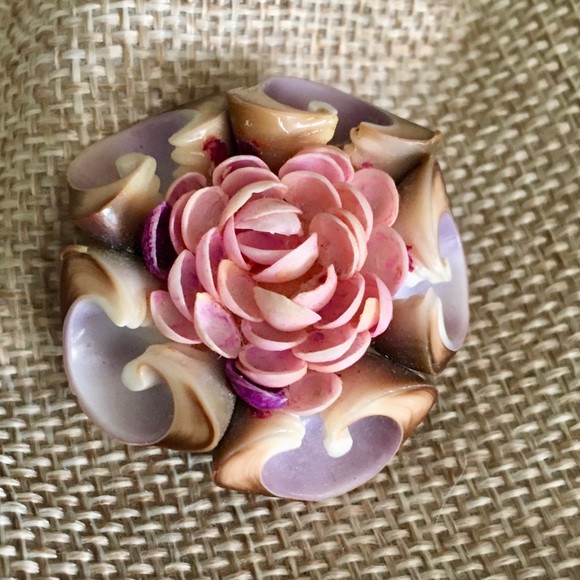 Vintage Seashells Pin Delicate Beauty Shell Brooch - Picture 1 of 10